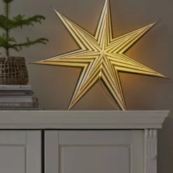 Adventsstjärna Star Trading Stripe Papperstjärna 60 cmVit/Grön