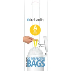 Avfallspåsar Brabantia 3L Vit Plastpåse med Knytband
