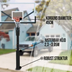 Basketställning ProSport In-Ground med Justerbar Basketkorg, 2,3-3,05m