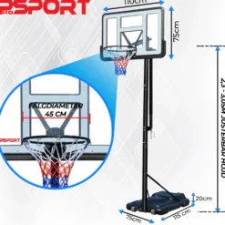 Basketställning ProSport Premium Justerbar Basketkorg, 2,3-3,05m