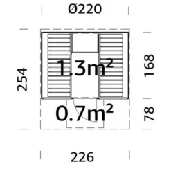 Bastutunna Palmako Anita 1,3, 0,7 m2 Med Glasvägg