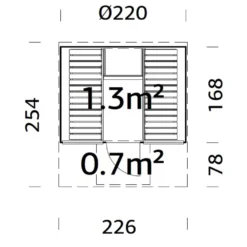 Bastutunna Palmako Anita 1,3, 0,7 m2 Med Glasvägg