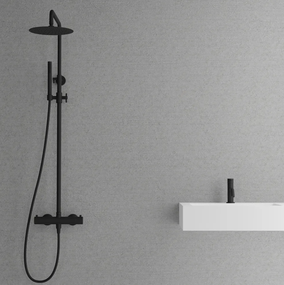 Blandarpaket Scandtap Takduschset Steel Pleasure 2 med Tvättställsblandare Voyage Coal