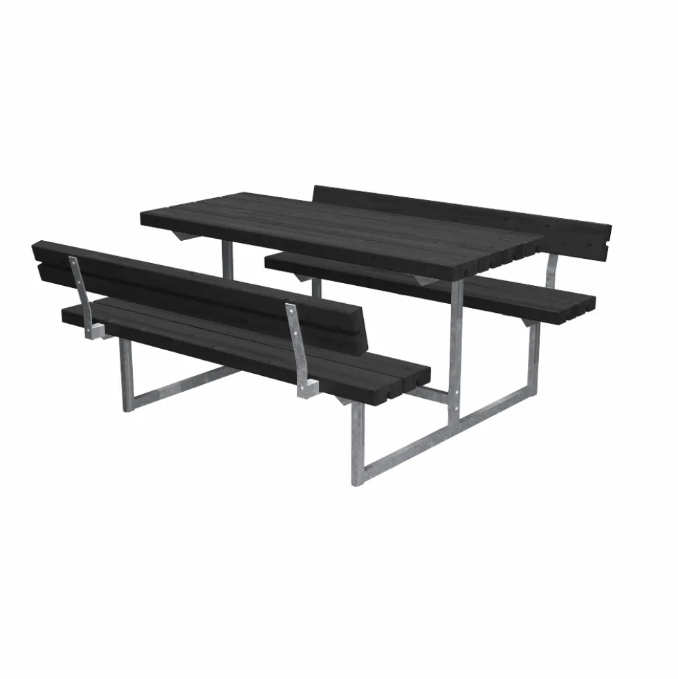 Bord/Bänkset PLUS Basic Junior 118 cm Svart med 2 Ryggstöd