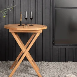 Cafébord Venture Home Kenya Teak Ø70 cm, Robust Träbord för Uteplatsen