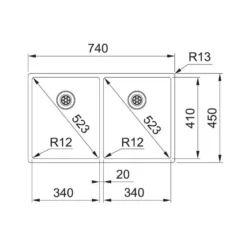 Diskho Franke Box BXX 220/34-34 Manuell Rostfri Dubbla Hoar