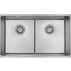 Diskho Lavabo Kubus 740 Soft Slim Rostfri Dubbel med Korgventil & Vattenlås