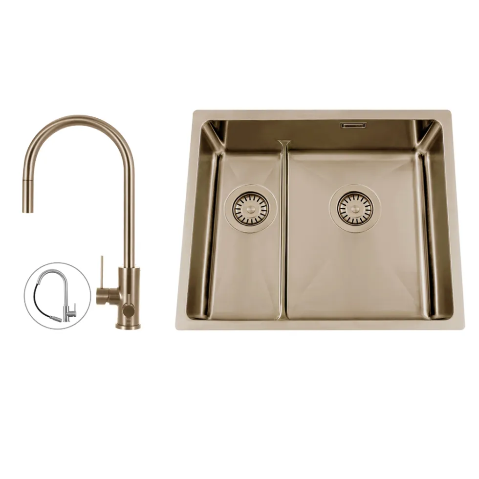 Disklåda Nordic Tech Titan 53 KHX Nickel med Köksblandare Steel Accent D
