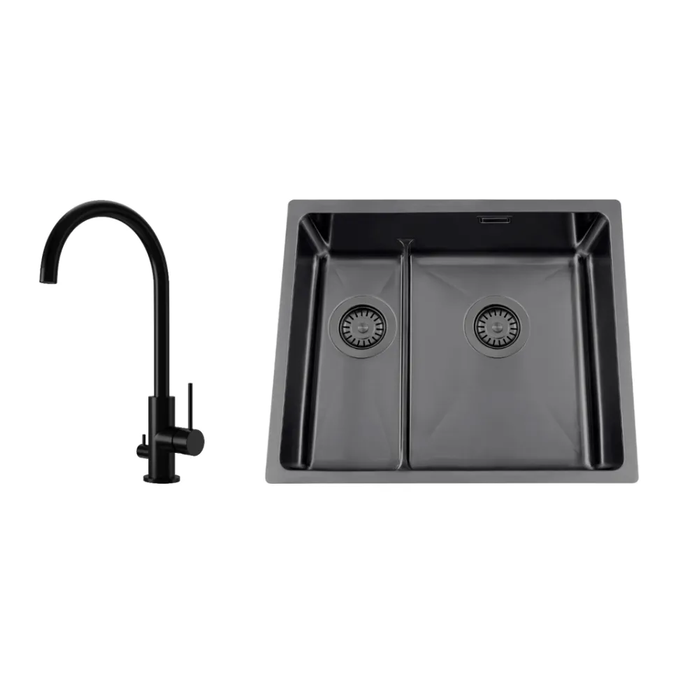Disklåda Nordic Tech Titan 53 KHX Nickel med Köksblandare Steel Equip D