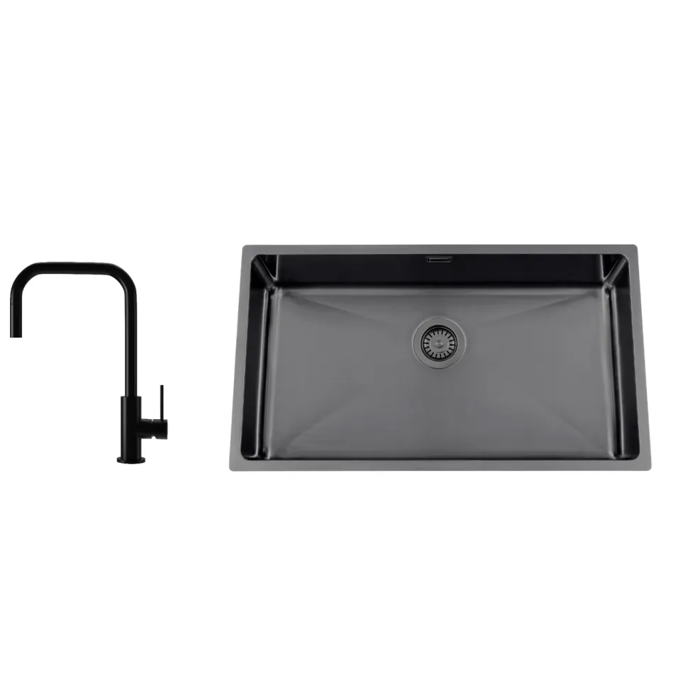 Disklåda Nordic Tech Titan 730 X med Köksblandare Steel Accent Square Shadow