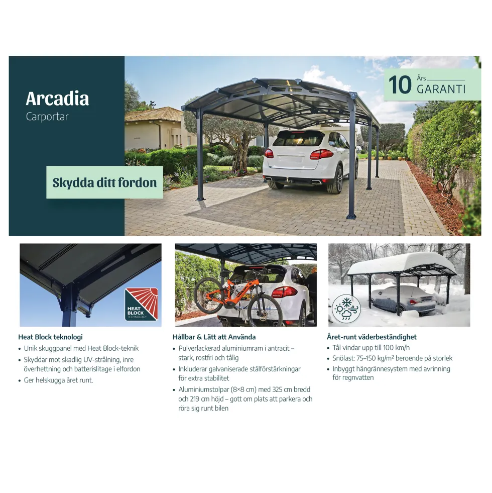 Dubbel Carport Canopia by Palram Arcadia I Metall 3,6x8,5 m
