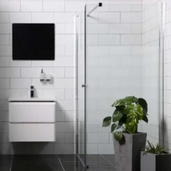 Duschhörna Bathlife Mångsidig Rak Vägg + Rak Dörr Delvis Frostat Glas
