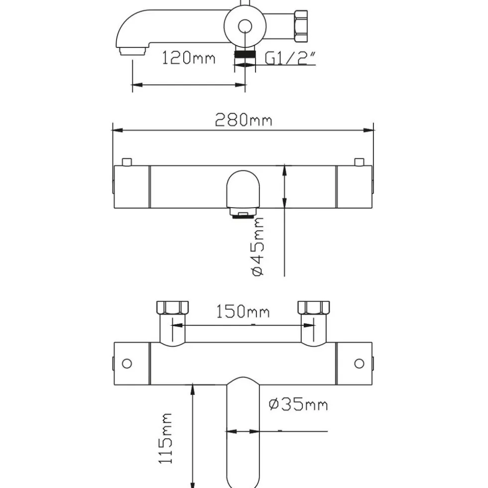 Dusch- och Badkarsblandare Strand Stainless Inox G-28A 150 cc