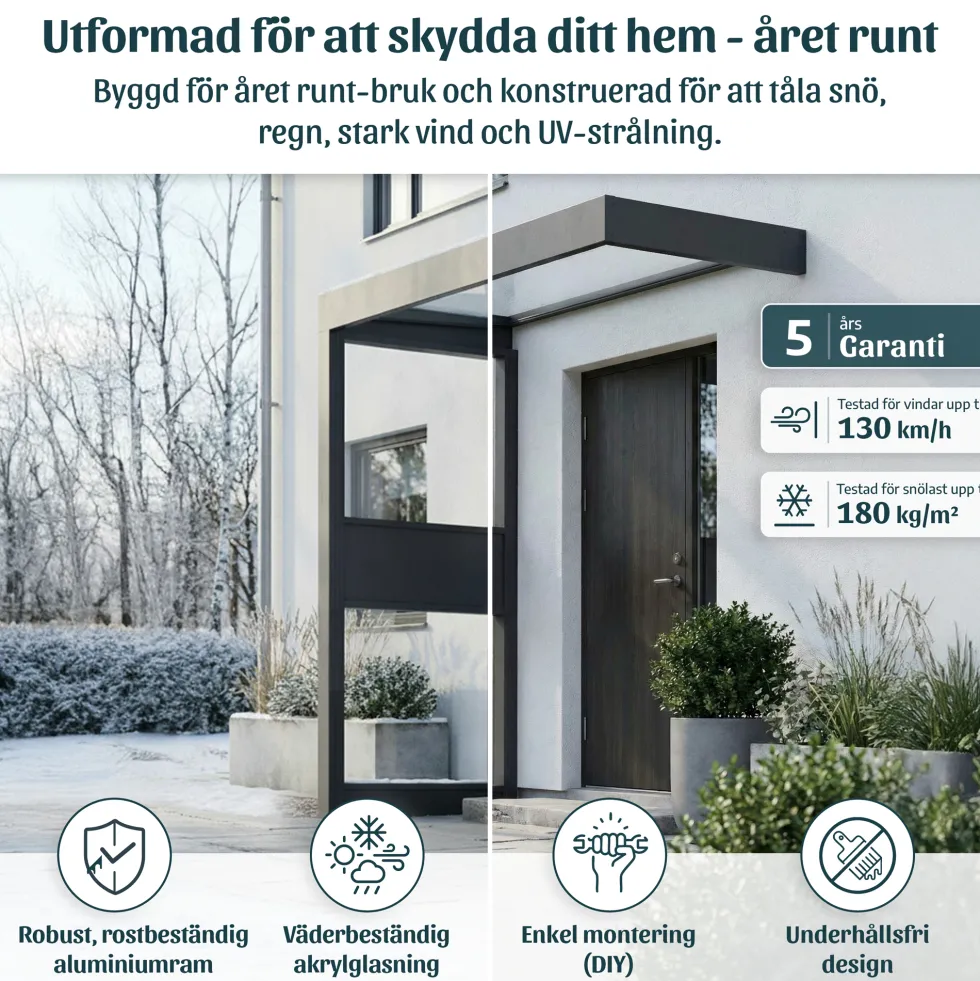 Entrétak Canopia by Palram Sophia Grå/Vit Med Sidovägg 0,9 X 1,5 m