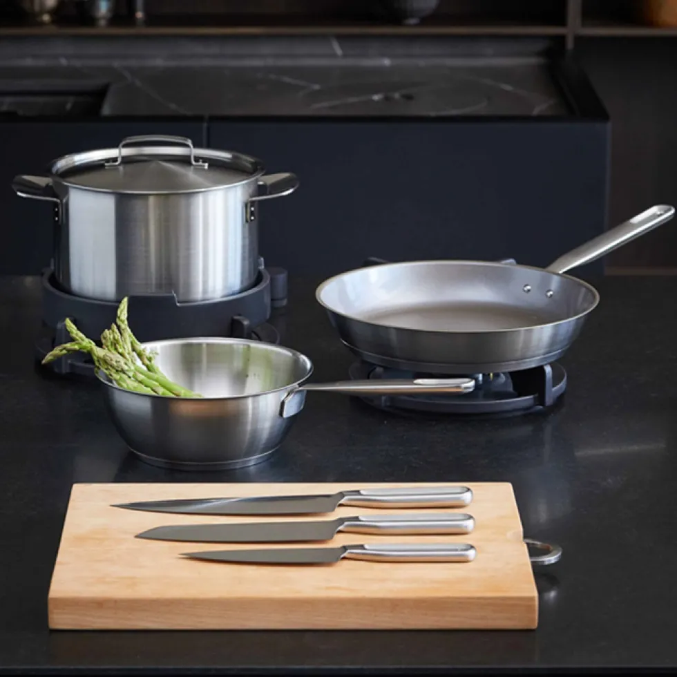 Fiskars All Steel Gryta 5 L – Ugnssäker Gryta i Rostfritt Stål Med 3-lagersbotten