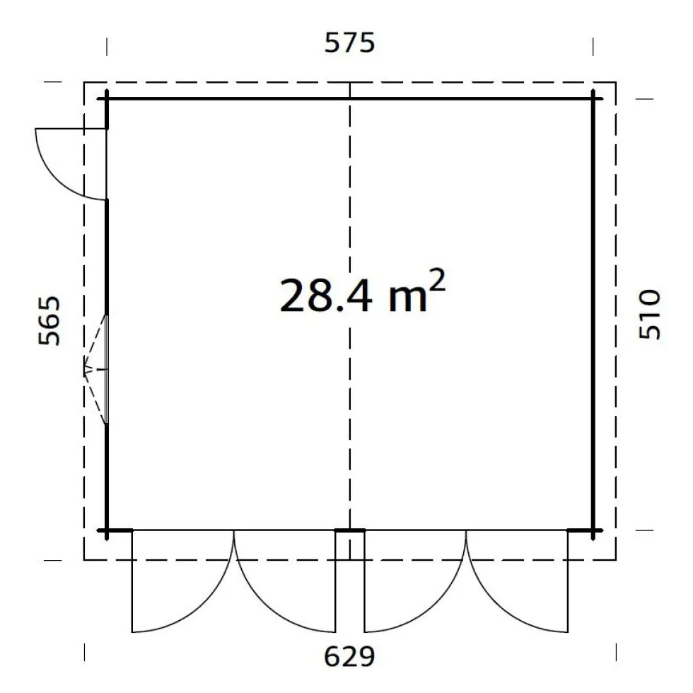 Garage Palmako Roger 28,4 m2 med Slagport