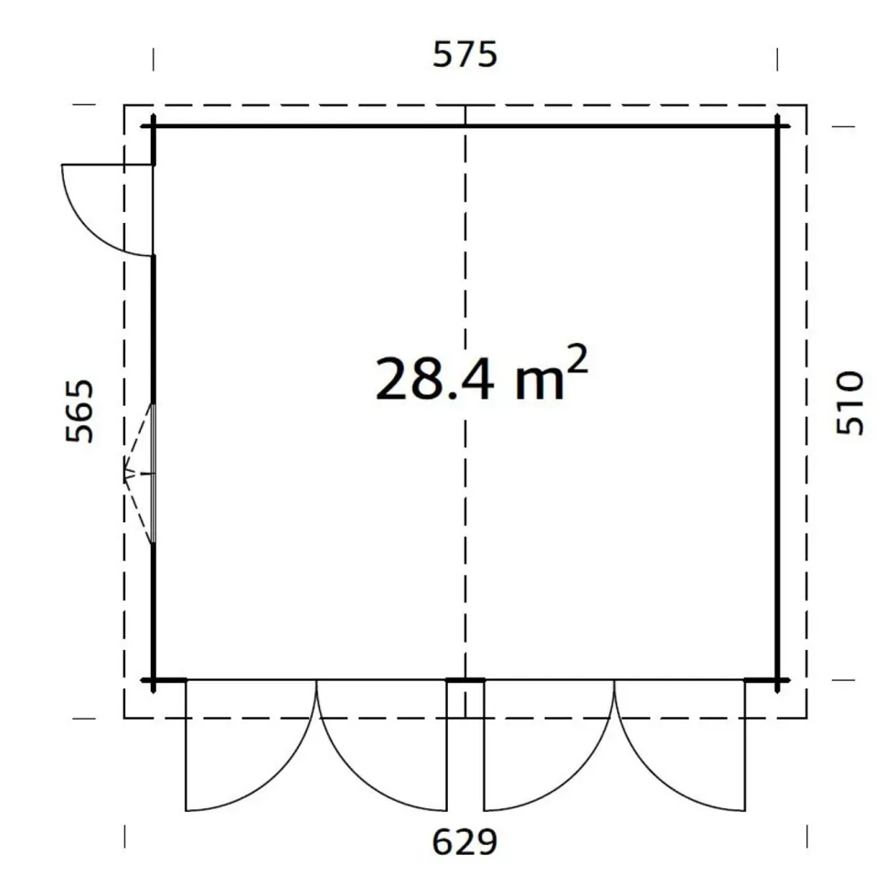 Garage Palmako Roger 28,4 m2 med Slagport