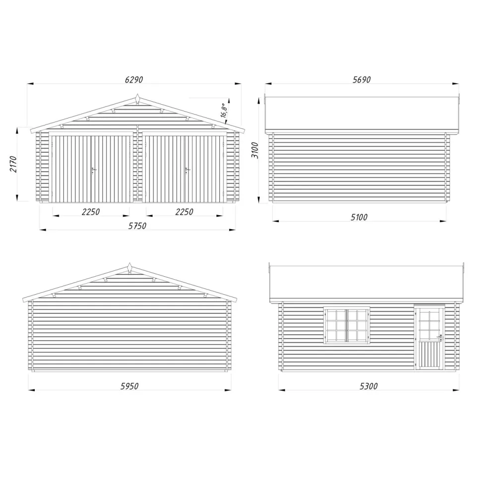 Garage Palmako Roger 28,4 m2 med Slagport