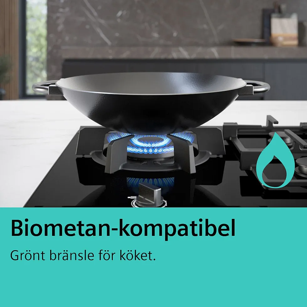 Gashäll Siemens iQ700 med stepFlame Svart 90cm med Smart Uppkoppling