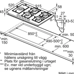 Gashäll Siemens iQ700 med stepFlame Svart 90cm med Smart Uppkoppling
