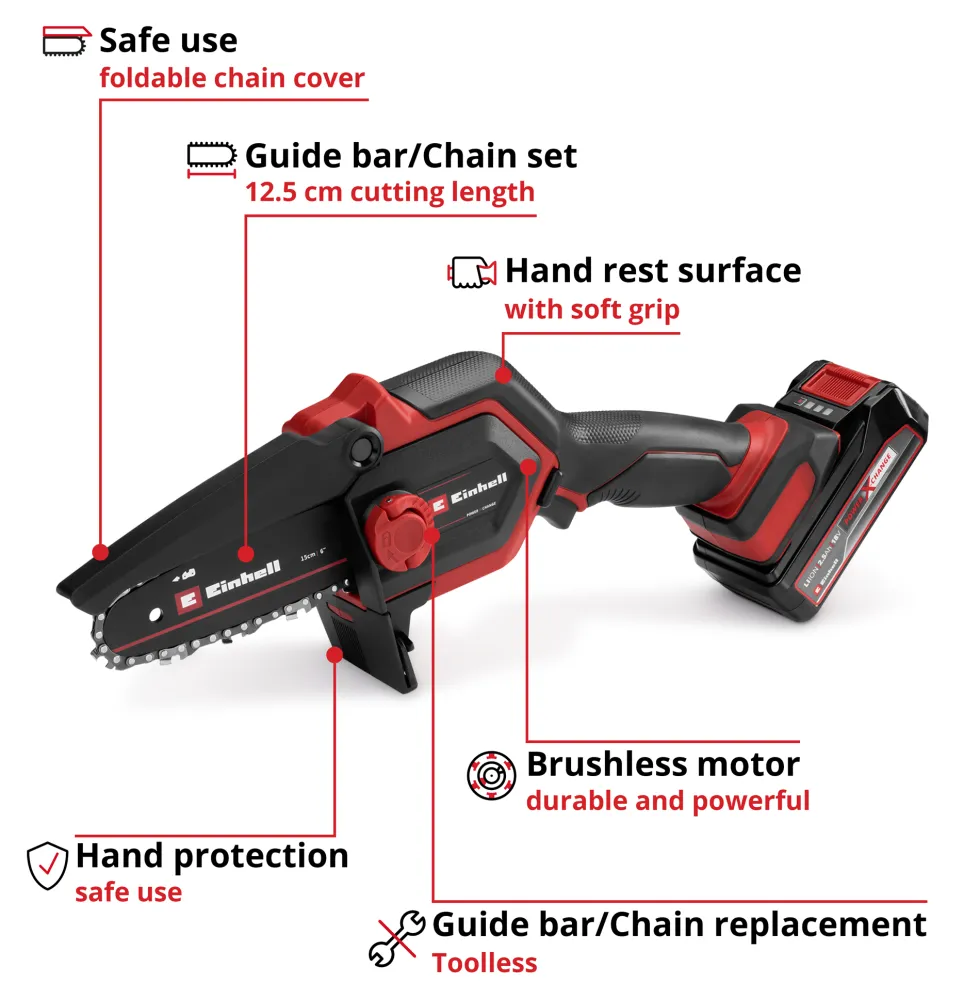 Grensågskit Einhell GE-PS 18/15 Li Bag KIT Sladdlös med 2,5 Ah Batteri