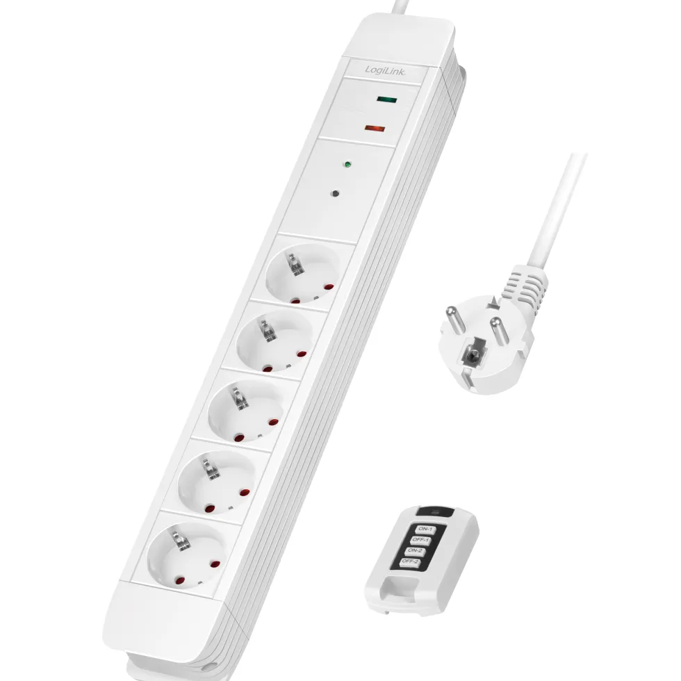 Grenuttag LogiLink 5-vägs Med Fjärr 433 MHz Överspänningsskydd 1,5 m