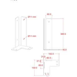 Hörna PLUS stolparfot för fundament För stolpar 9x9 cm - höjd 30 cm