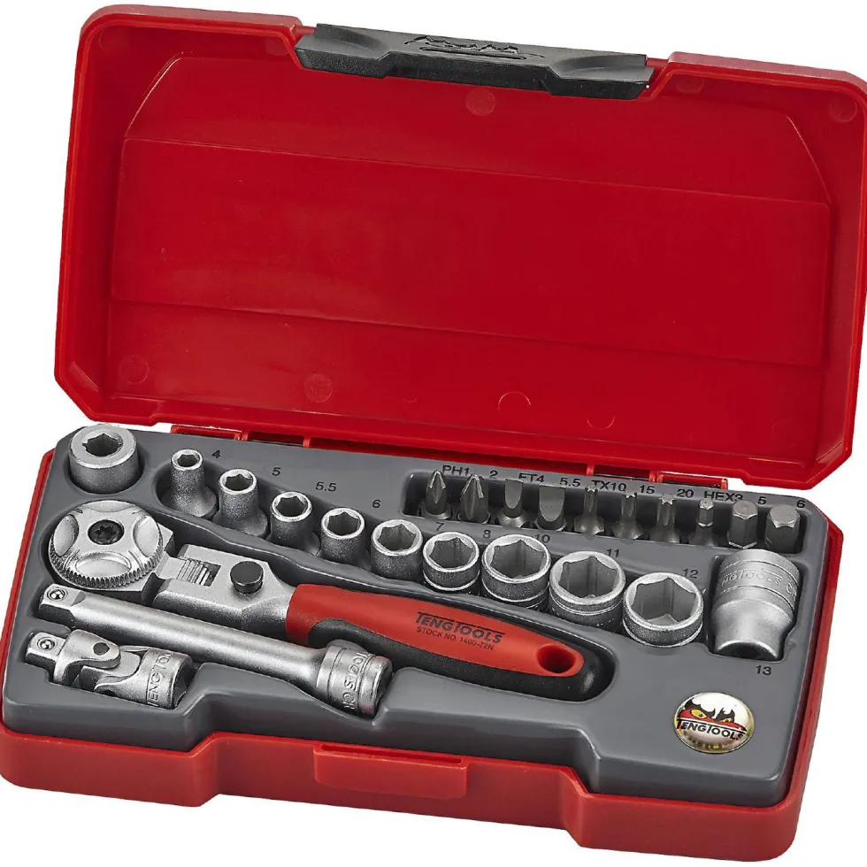 Hylsnyckelsats med 1/4 tum fyrkantsfäste Teng Tools T1424S