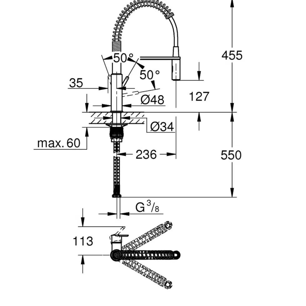 Köksblandare Grohe Get 30361 Engreppsblandare med Svängbar Pip & SpeedClean