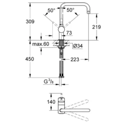 Köksblandare Grohe Minta 32488 Med U-pip