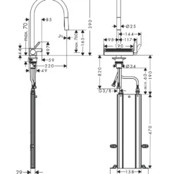 Köksblandare Hansgrohe Aquno Select M81 170 3-jet med Utdragbar pip