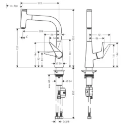 Köksblandare Hansgrohe Talis Select S 220 med Utdragbar Pip