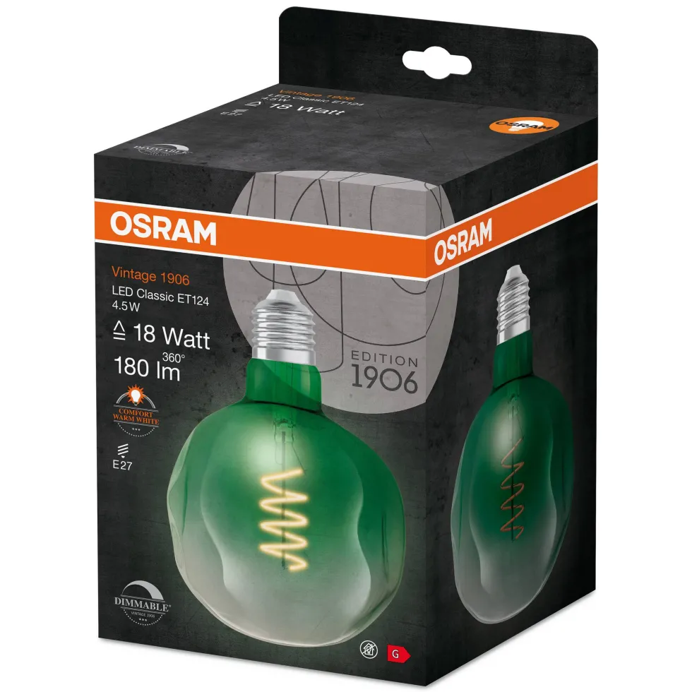 LED-Lampa Osram Deco ET124 Grön E27 Vintage 1906 Dimbar