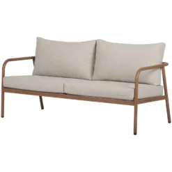Loungegrupp ENVY DESIGN Olga 2-sitssoffa med 2st fåtöljer och bordFärg: Trä/natur