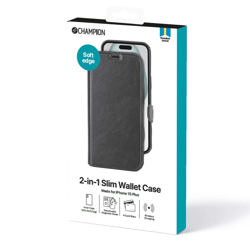 Mobilskal Champion 2-in-1 Slim wallet iPhone 15 Plus