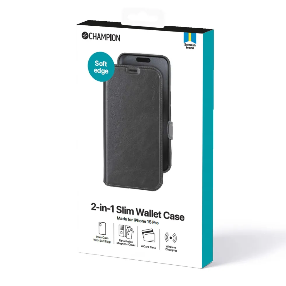 Mobilskal Champion 2-in-1 Slim wallet iPhone 15 Pro