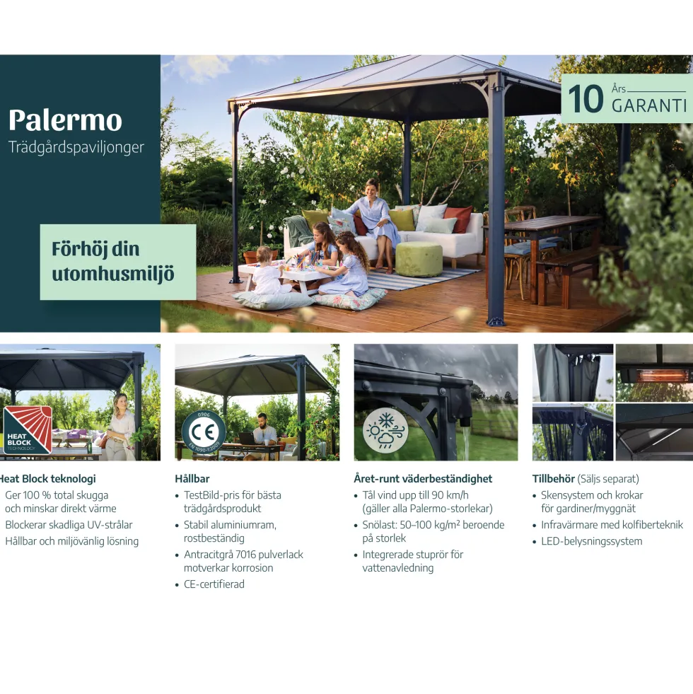 Paviljong Canopia by Palram Milano med Stabil Aluminiumprofil och Polykarbonattak