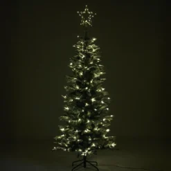 Plastgran Nordic Winter Smal Julgran med Snö 180x86 cm med LED-Belysning