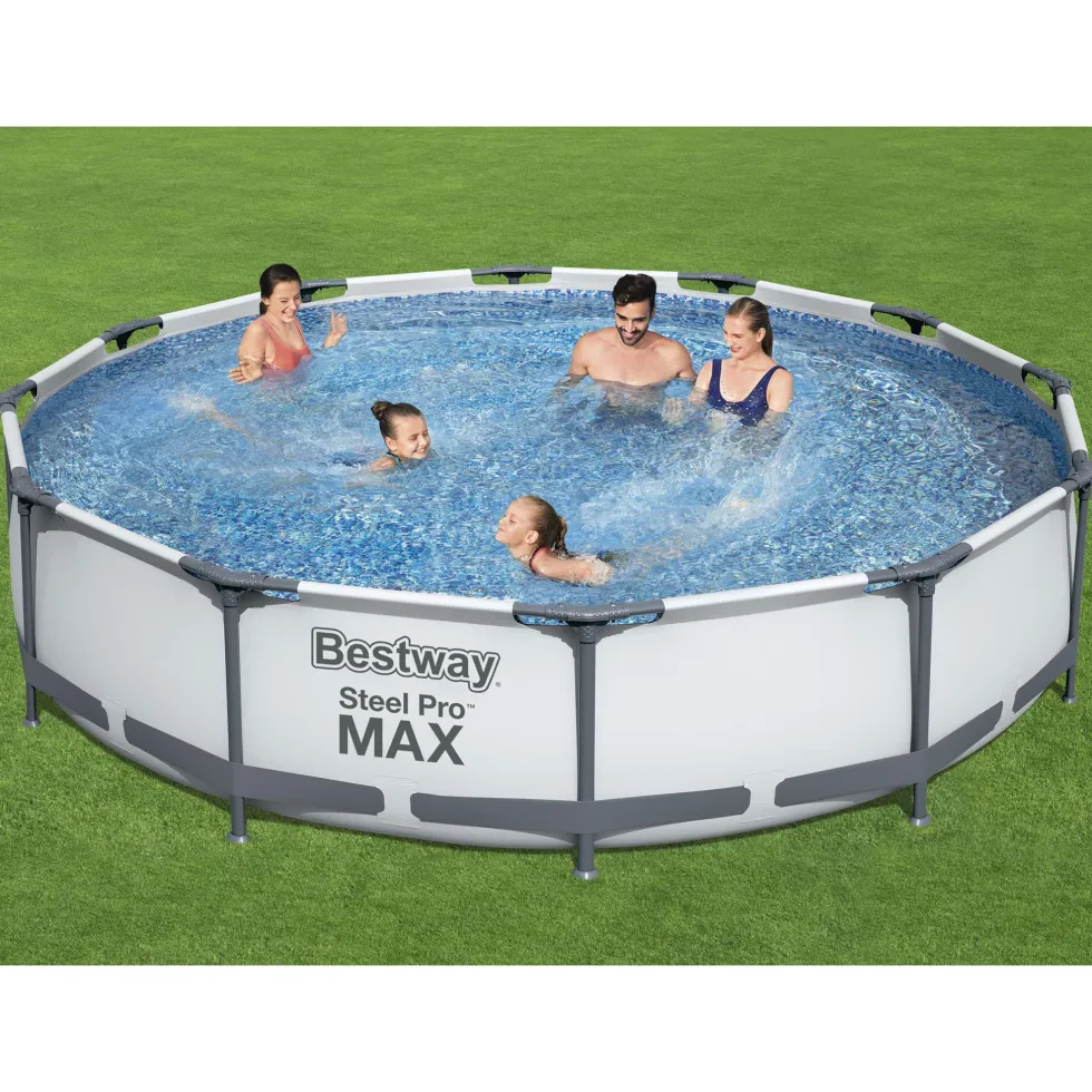 Poolpaket Bestway Steel Pro Max Ø3,66m 76cm Stålramspool Ovanmark med Filterpump