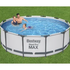 Poolpaket Bestway Steel Pro Max Ø3,66m 100cm Stålramspool Ovanmark med Filterpump