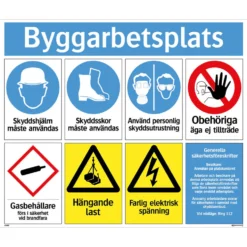 Skylt Systemtext Byggarbetsplats 780x625 mm Aluminium