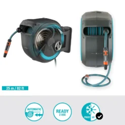 Slangbox Gardena RollUp M/L 25 m Turkos