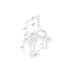 Sminkbord Scandinavian Choice Ramender Komplett med Sminkspegel, förvaring & Bordsskiva i Glas 120cm