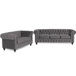 Soffgrupp Manor House Chesterfield Lyx 3-sits+2-sitssoffa Sammet