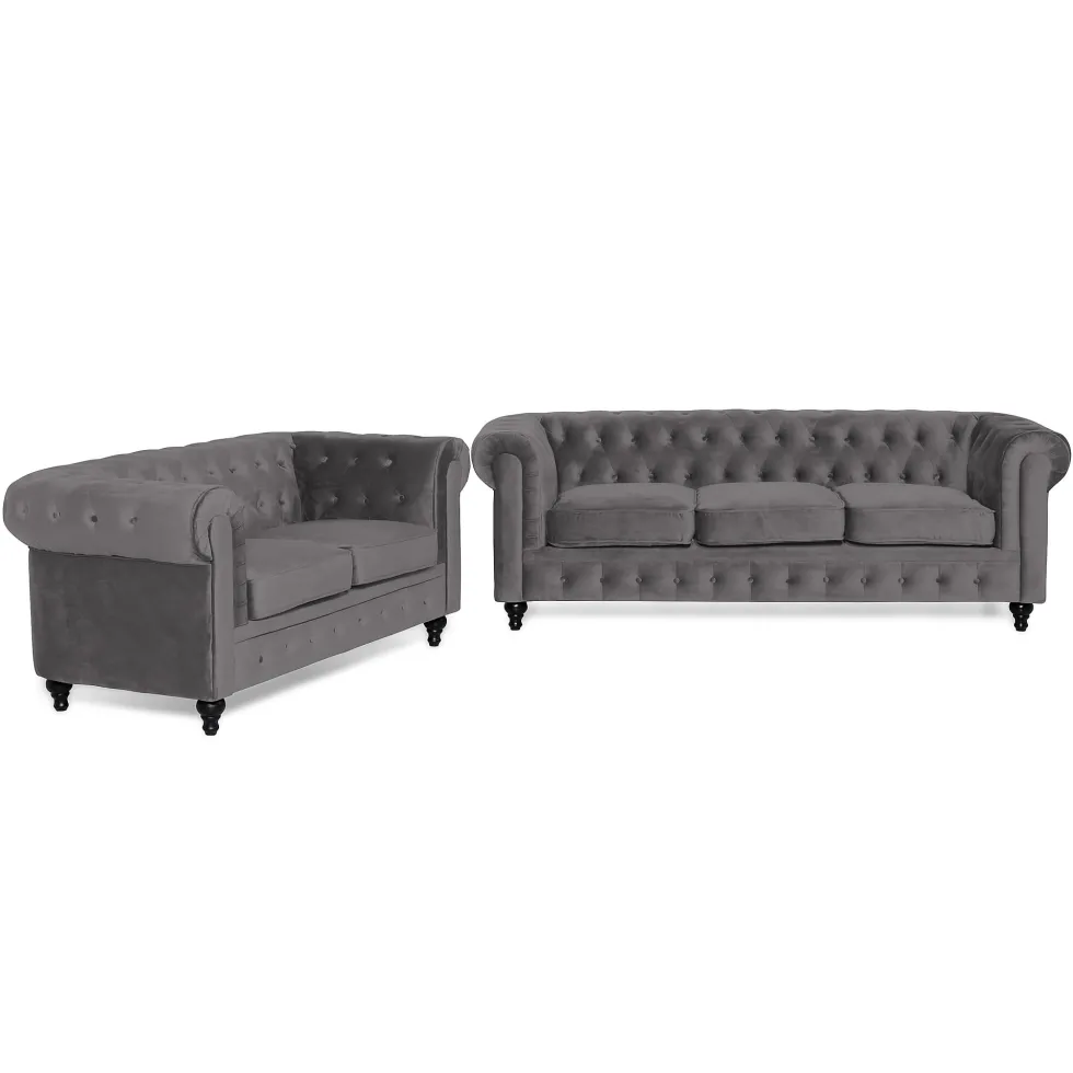 Soffgrupp Manor House Chesterfield Lyx 3-sits+2-sitssoffa Sammet