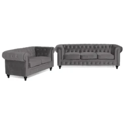 Soffgrupp Manor House Chesterfield Lyx 3-sits+2-sitssoffa Sammet