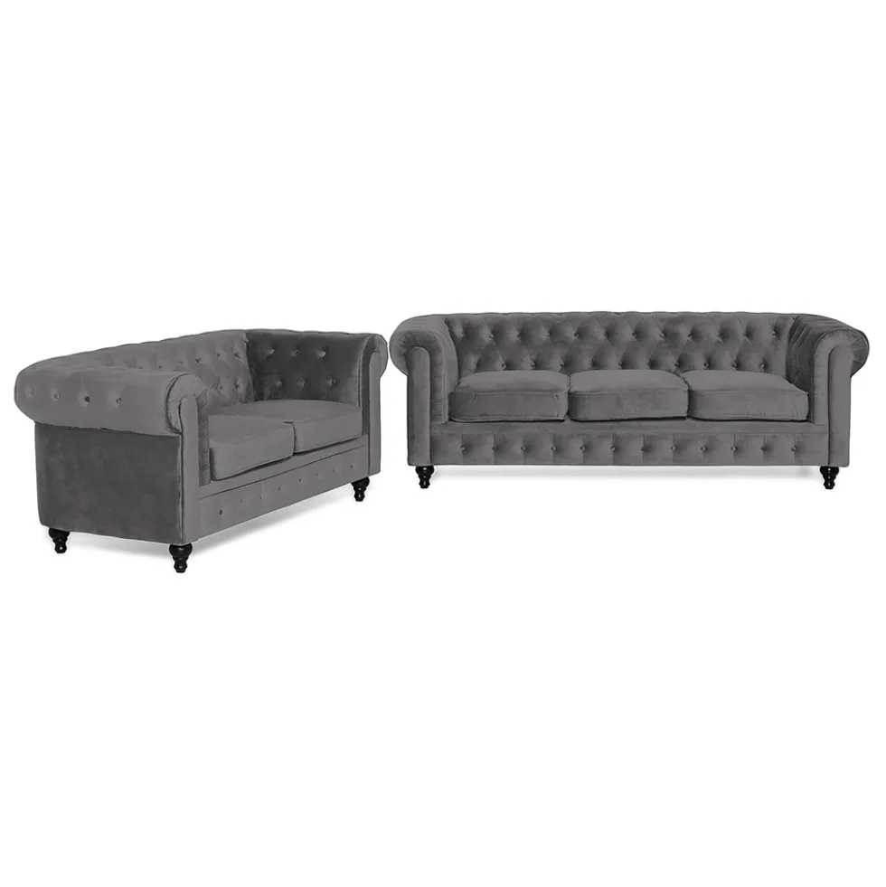 Soffgrupp Manor House Chesterfield Lyx 3-sits+2-sitssoffa Sammet