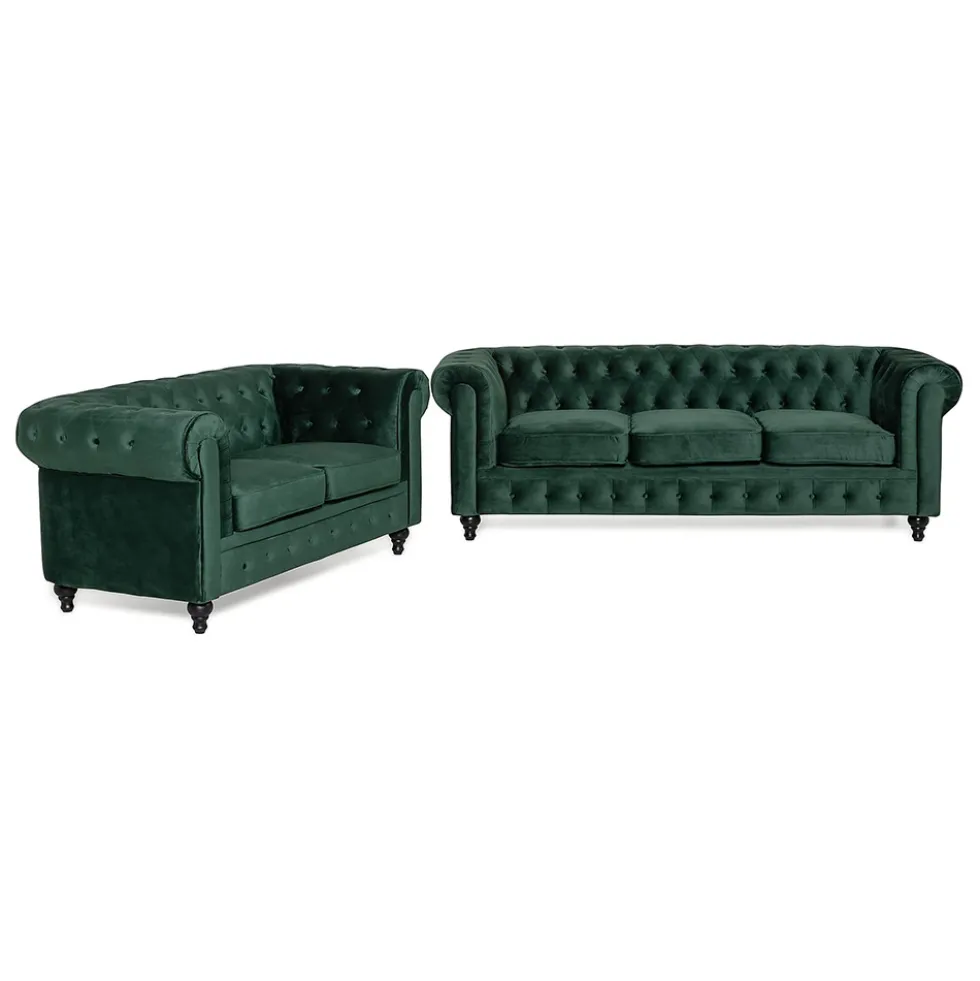 Soffgrupp Manor House Chesterfield Lyx 3-sits+2-sitssoffa Sammet