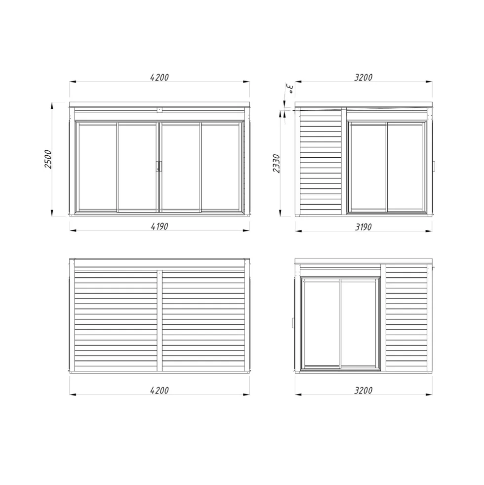 Stuga Palmako Serena 13,4 m² Set 2 Slide Plus (inv. 12,6 m²)