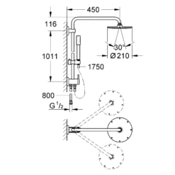 Takduschset Grohe Rainshower 210